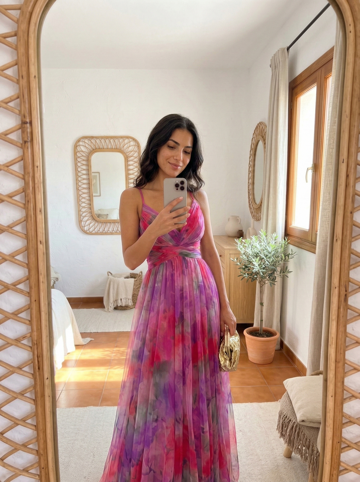 Lang floral kjole