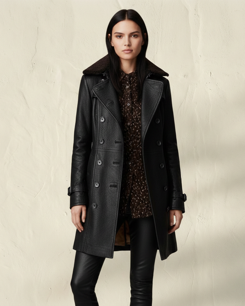 Manteau en cuir doublé
