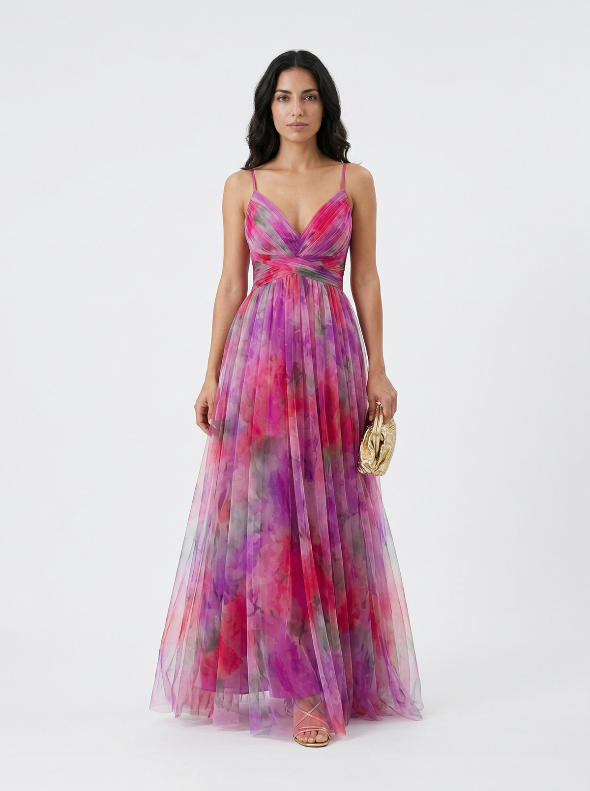 Lang floral kjole