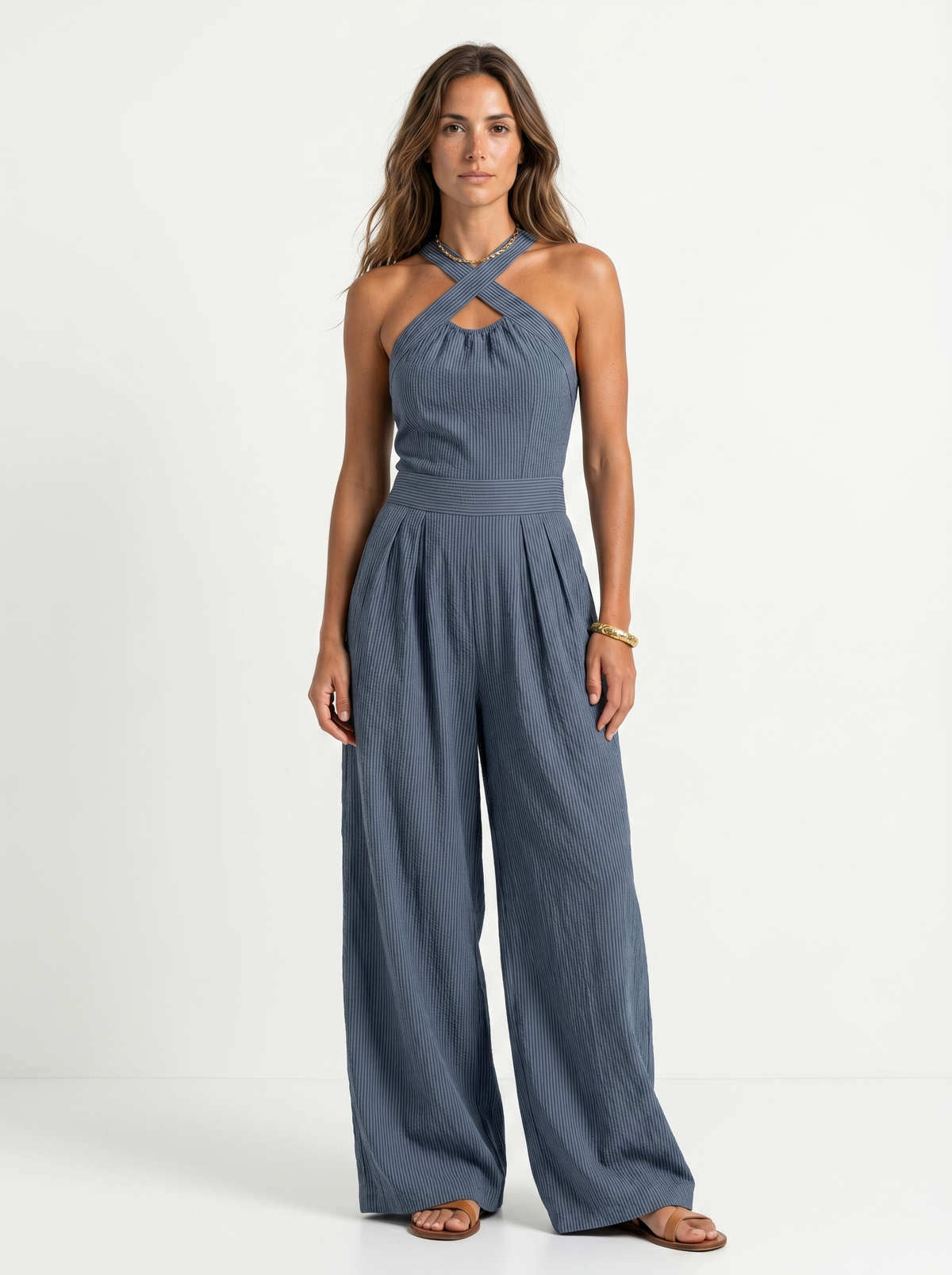 Elegant jumpsuit med kryssende utringning