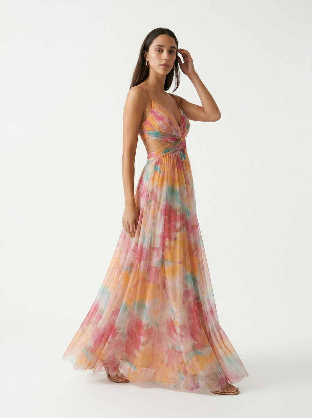 Lang floral kjole