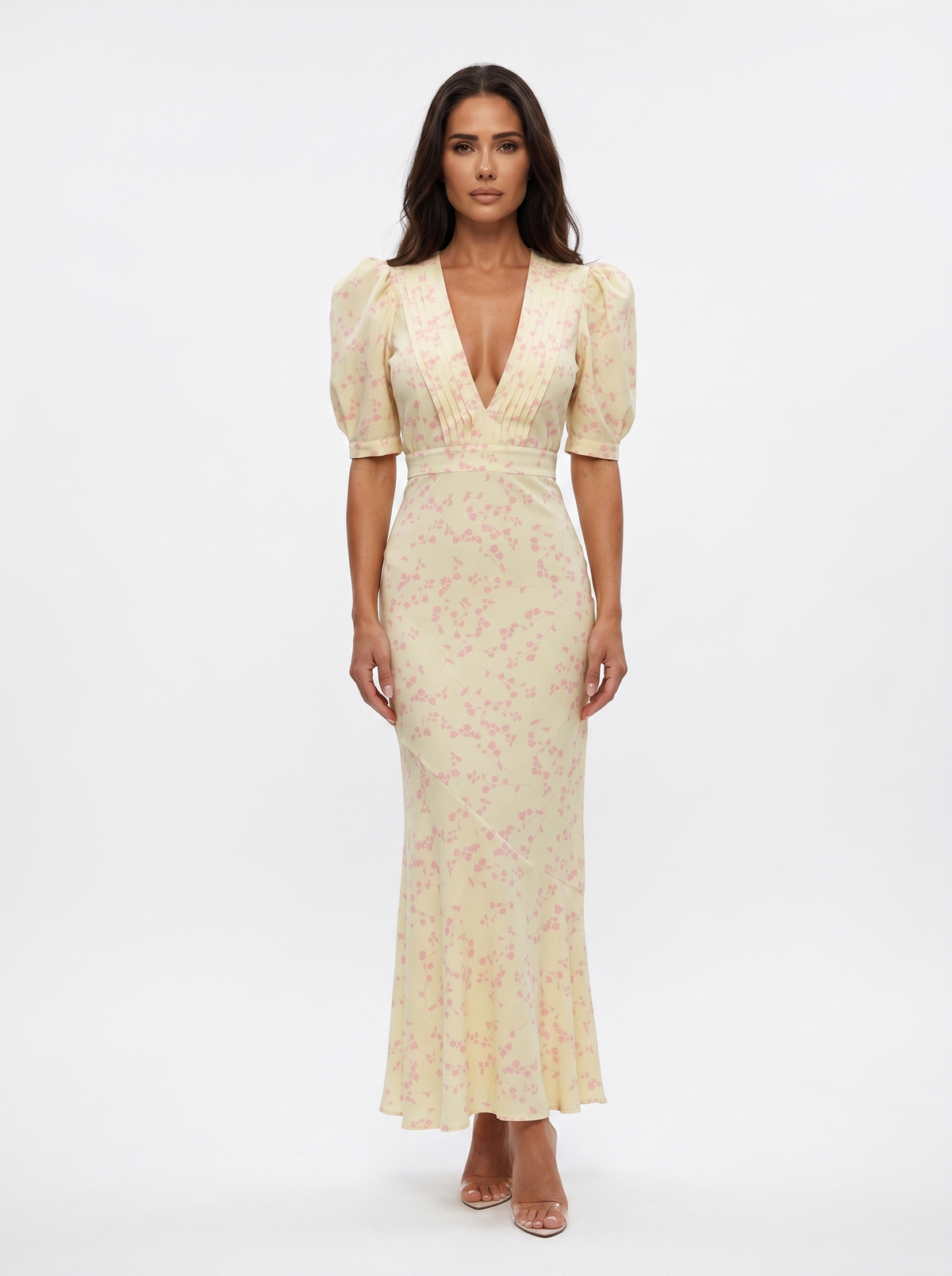 Amaia | Kjole med blomsterdesign og V-hals