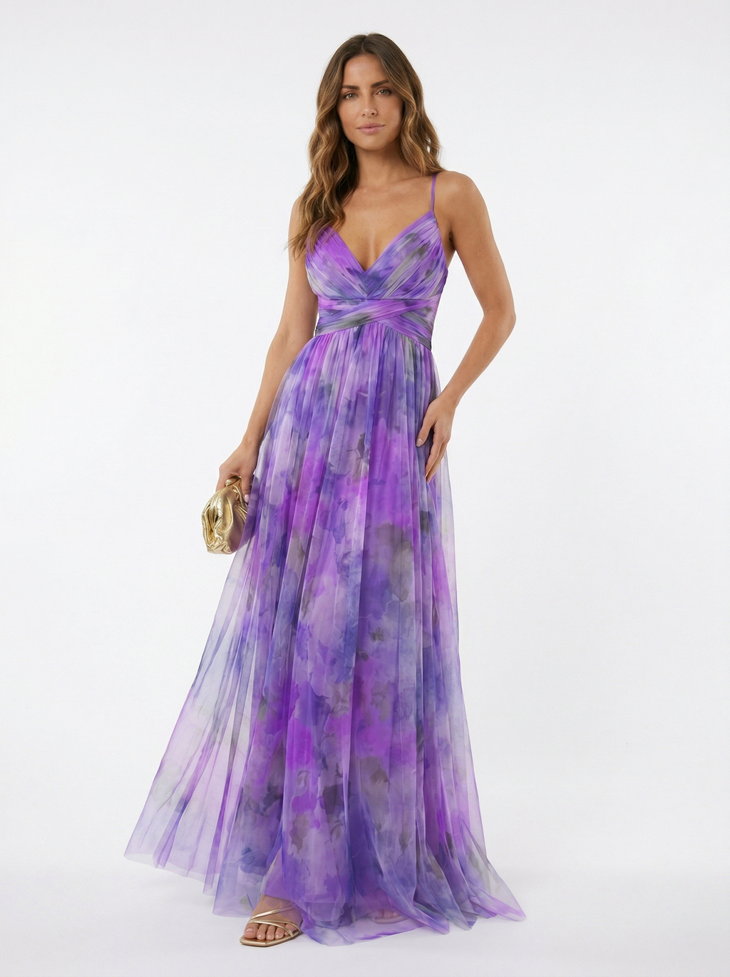 Lang floral kjole