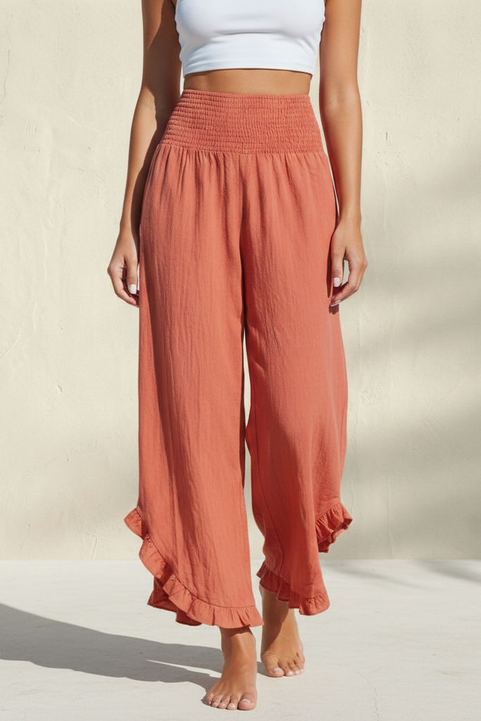 Pantaloni larghi con volant
