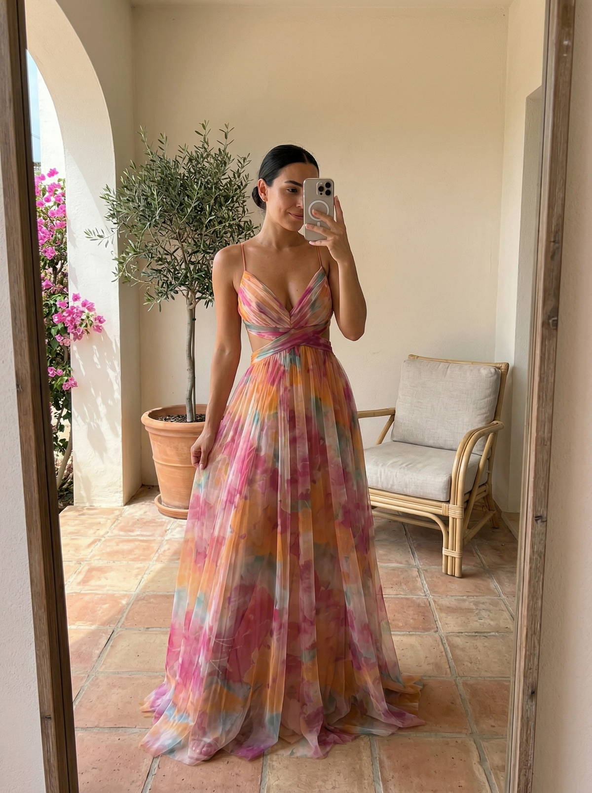 Lang floral kjole