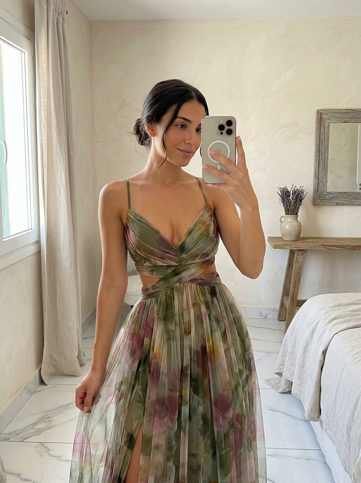 Lang floral kjole