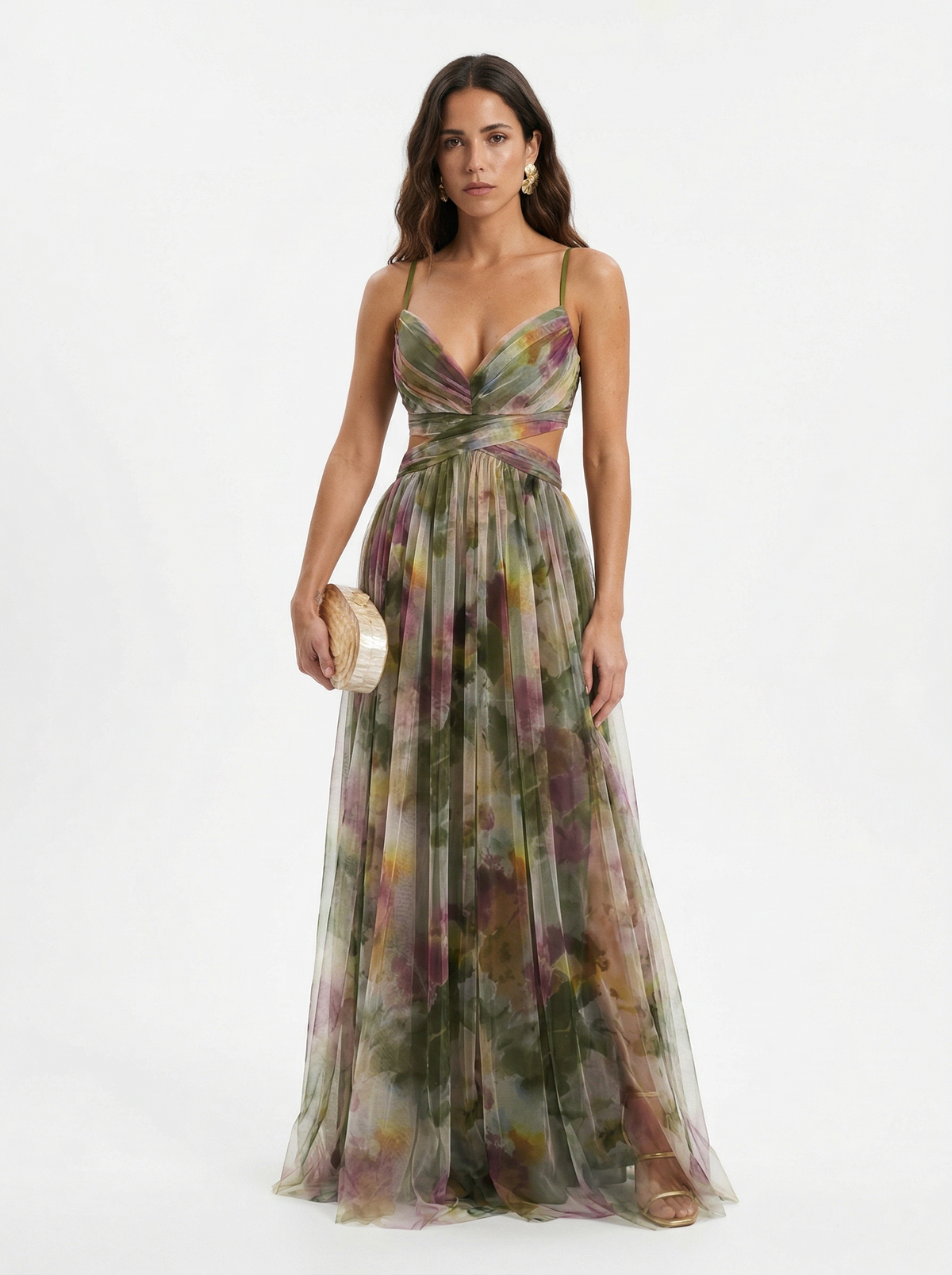 Lang floral kjole