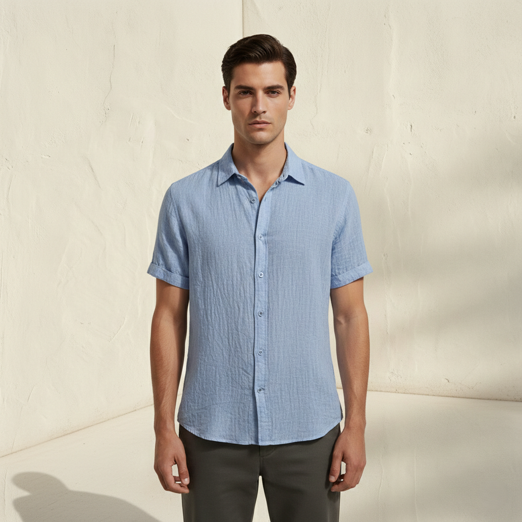 Chemise en lin à manches courtes