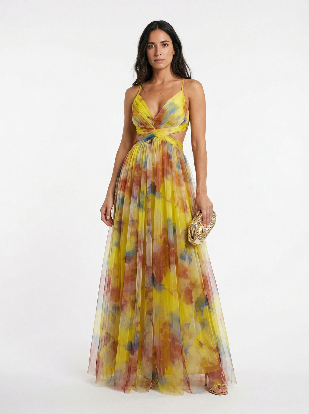 Lang floral kjole