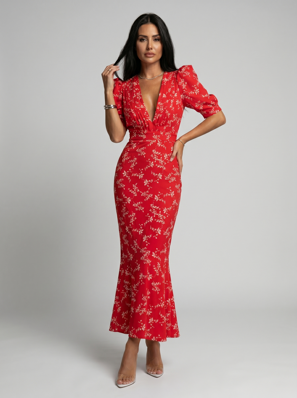 Amaia | Vestit amb disseny floral i coll en V
