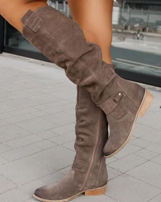 Bottes élégantes et chaudes en daim pour femme