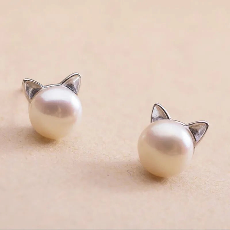 Boucles d’oreilles chat en argent sterling