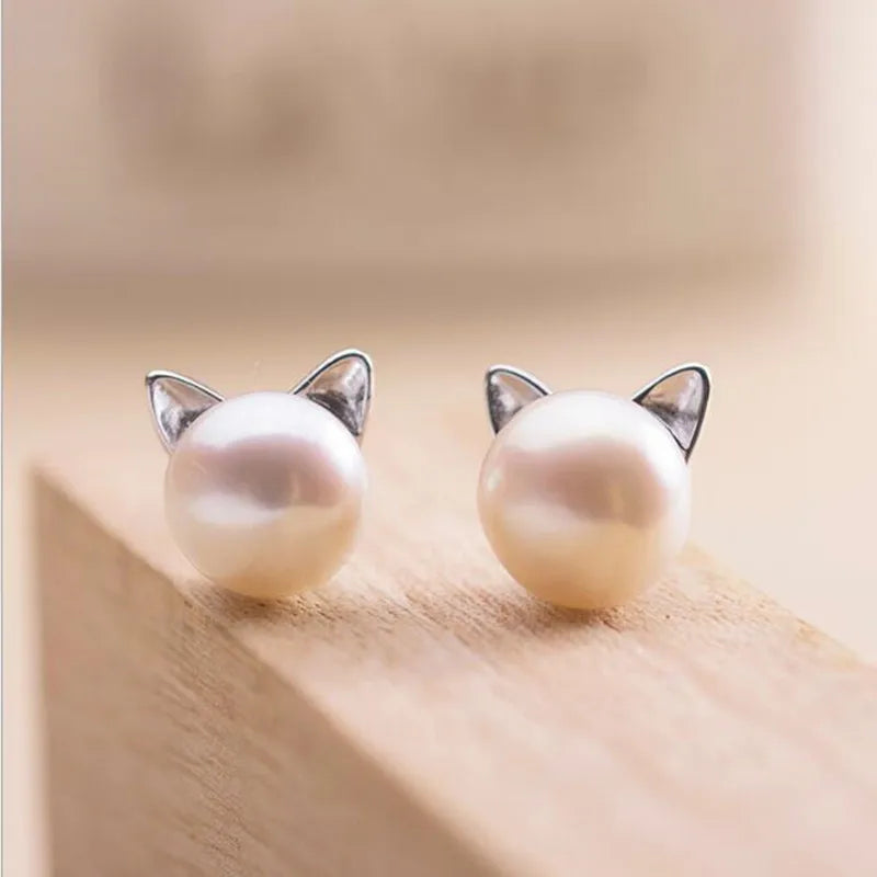 Boucles d’oreilles chat en argent sterling