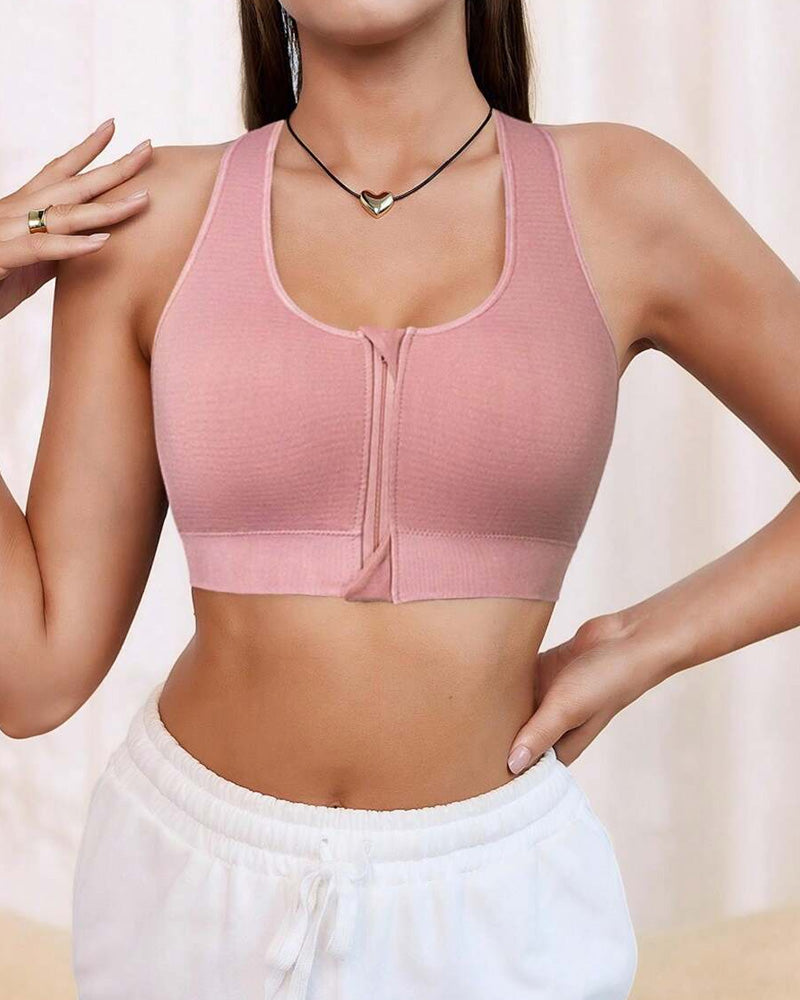 Reggiseno sportivo imbottito senza cuciture con zip