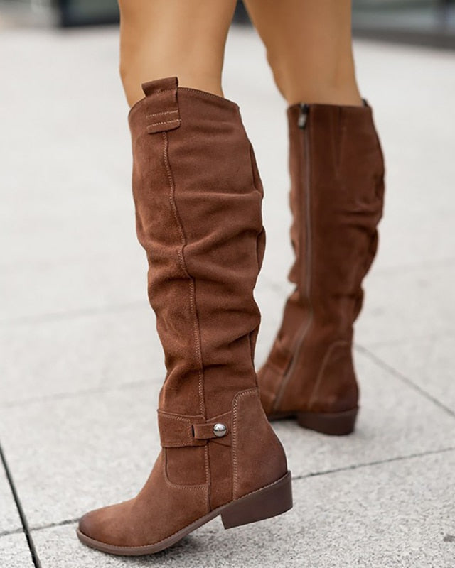Bottes élégantes et chaudes en daim pour femme