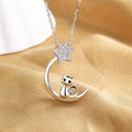 Collier silhouette de chat et étoiles en argent sterling