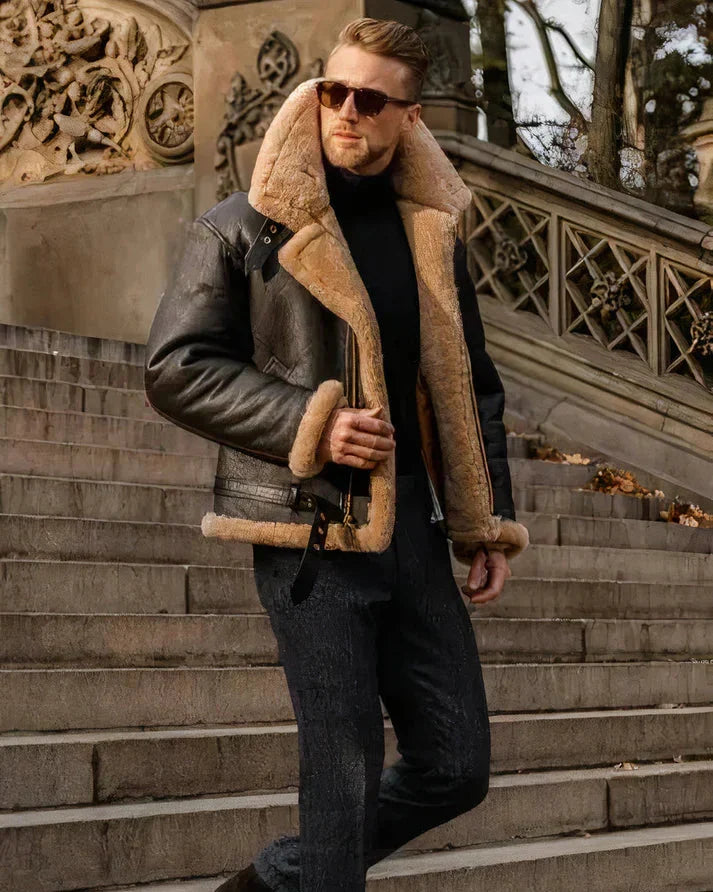 Veste en cuir matelassée