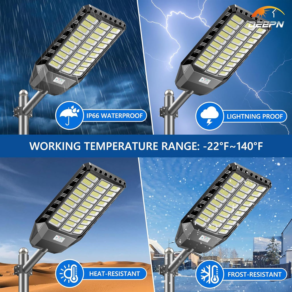 Lampadaire solaire LED avec détecteur de mouvement et télécommande