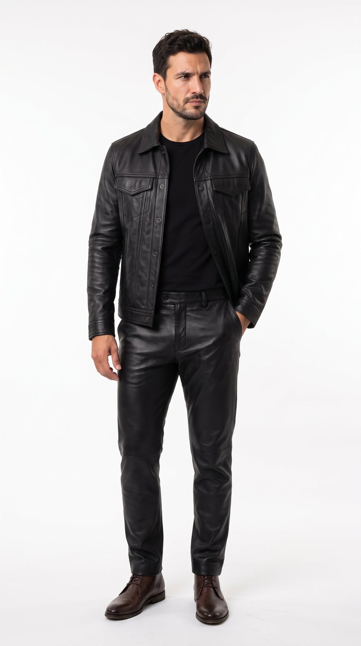 Veste en cuir véritable
