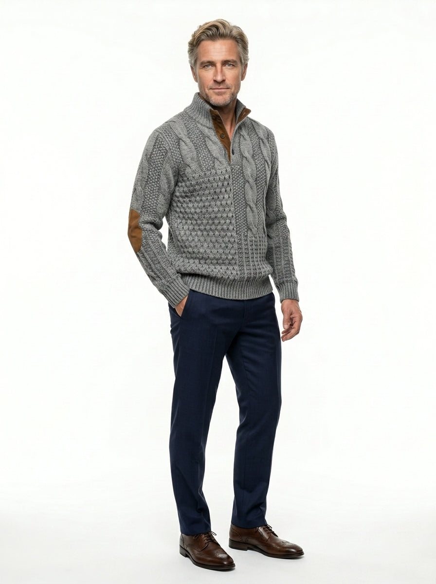 Jersey patchwork en maille torsadée