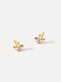Boucles d'oreilles brillantes en forme de feuille