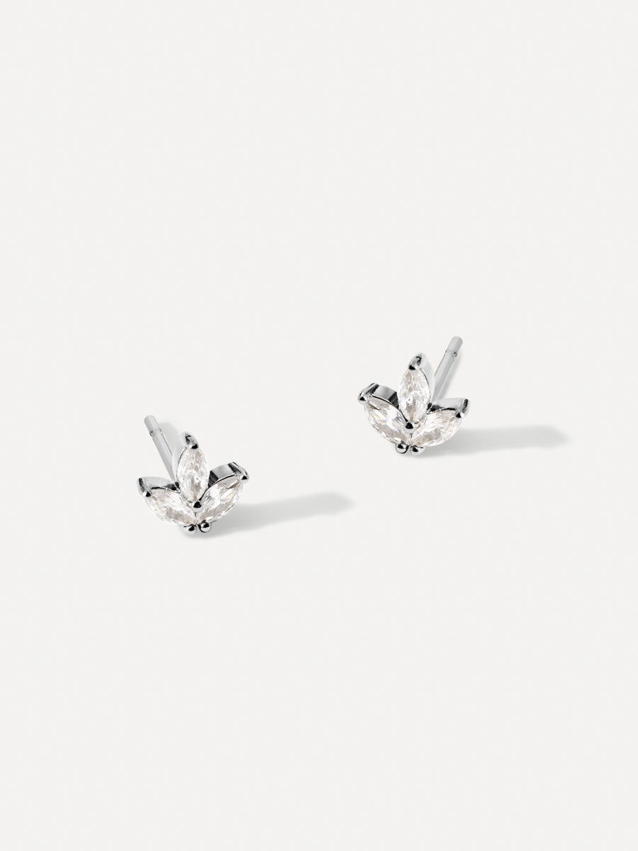 Boucles d'oreilles brillantes en forme de feuille