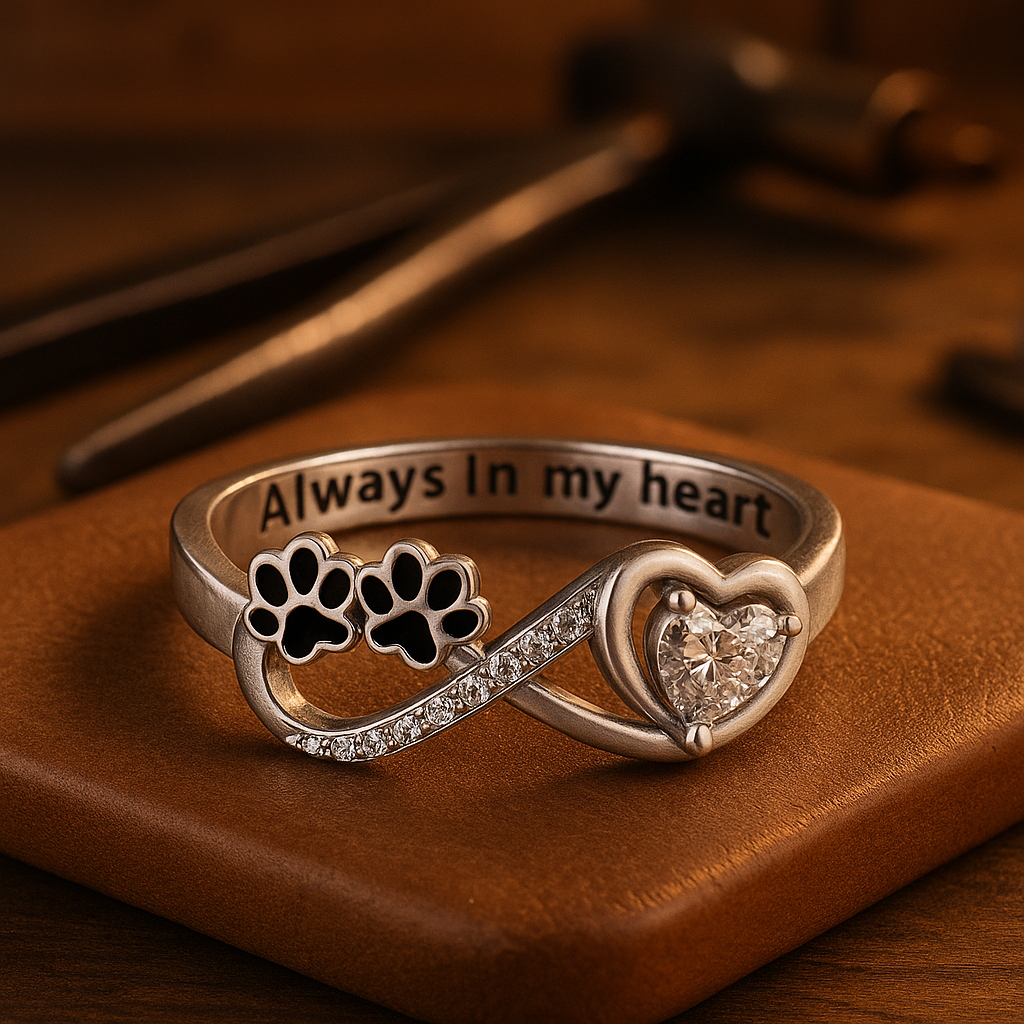 Anello di zirconi con cuore e infinito