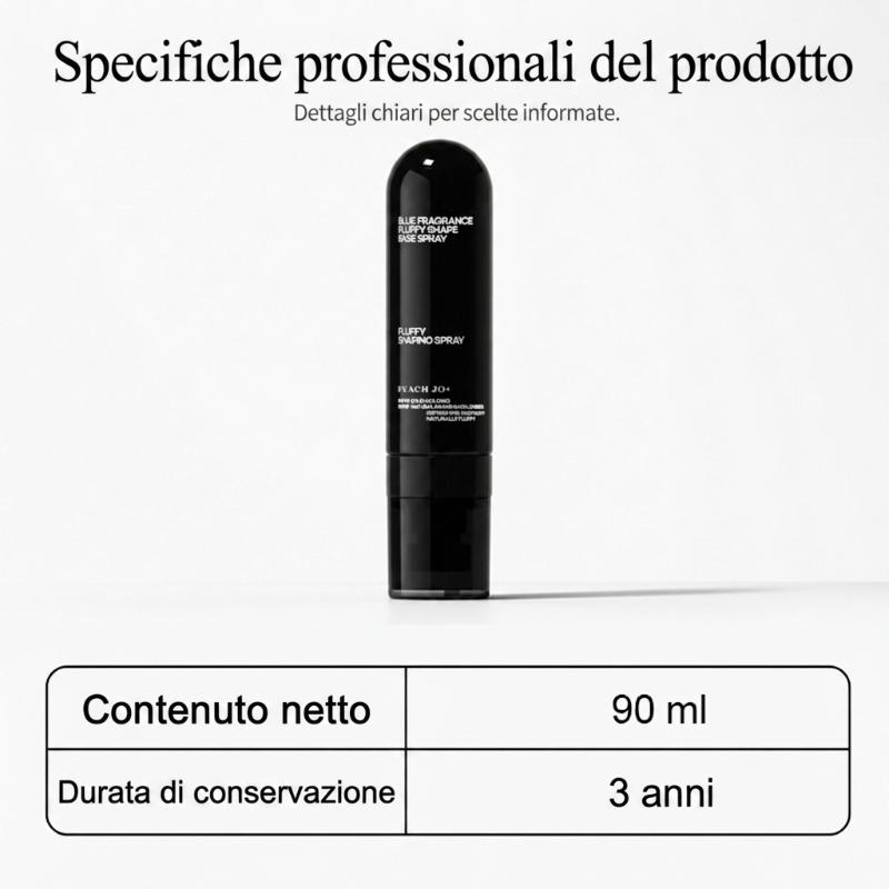 Spray volumizzante al profumo di pesca, tenuta a lunga durata