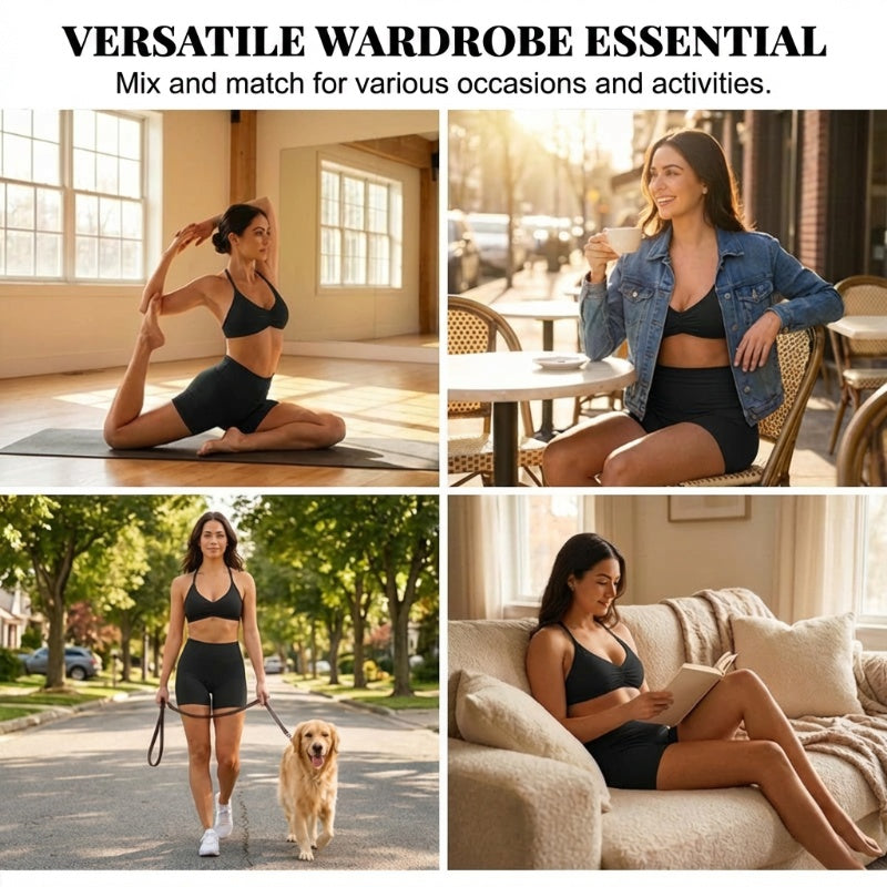 Conjunto para mujer: top de espalda descubierta y shorts de tiro alto