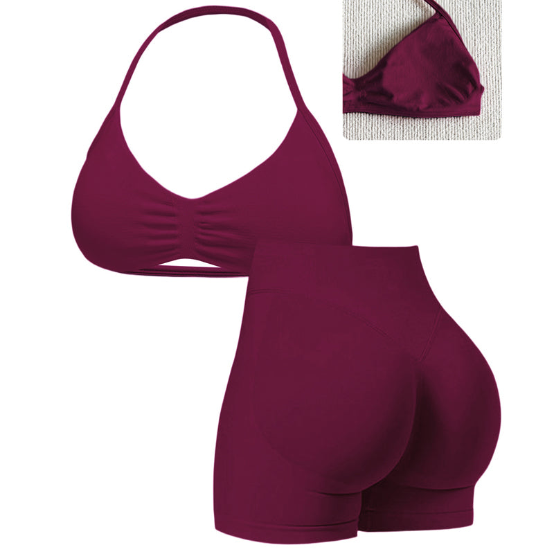 Conjunto para mujer: top de espalda descubierta y shorts de tiro alto