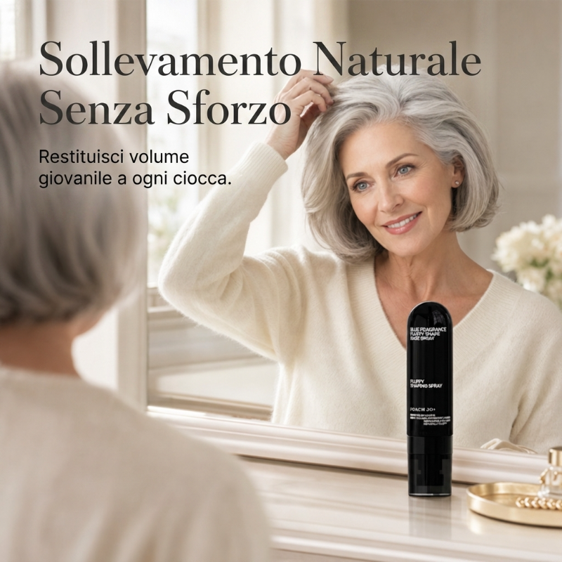 Spray volumizzante al profumo di pesca, tenuta a lunga durata