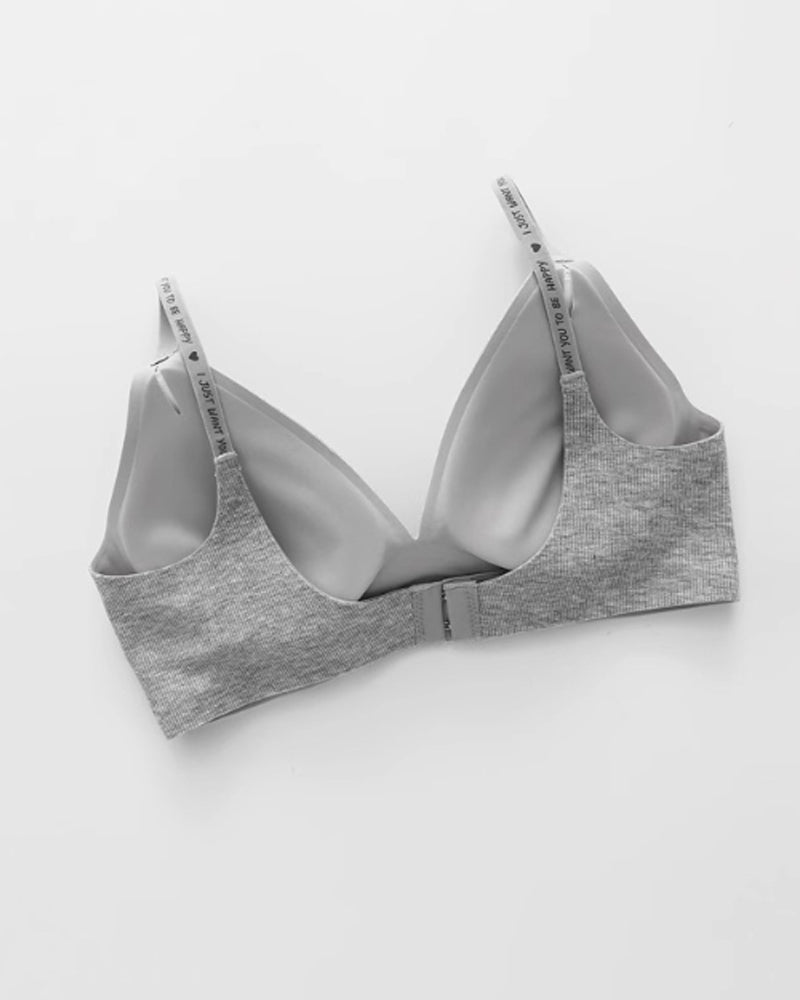Soutien-gorge confort sans armatures à fines bretelles et décolleté en V profond