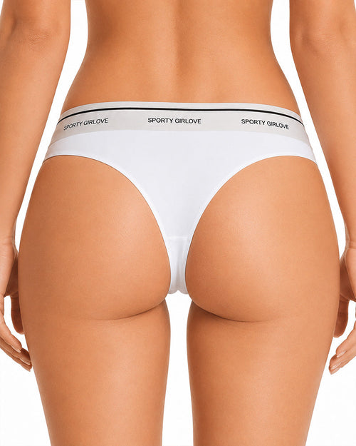 Lot de 6 strings sexy sans coutures en soie de glace avec lettres color block