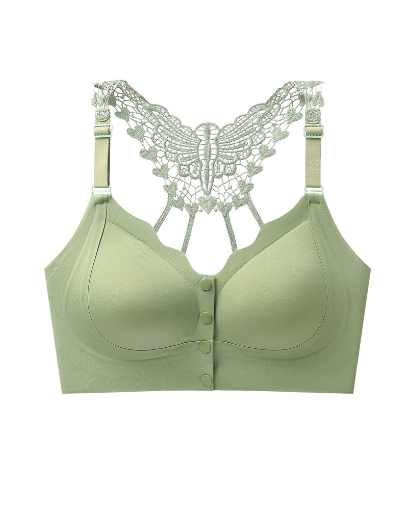 Sujetador push-up sin costuras con cierre delantero y espalda de mariposa