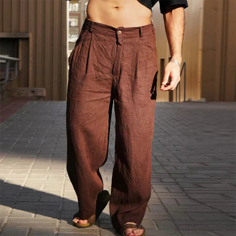 Pantalon large en lin