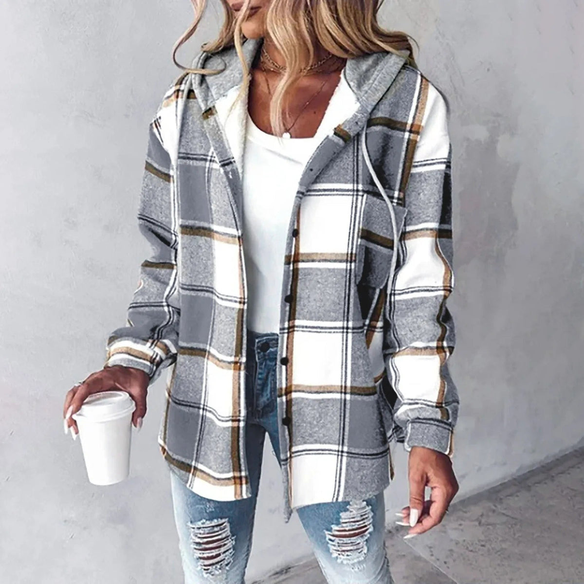 Camicia over con cappuccio foderata