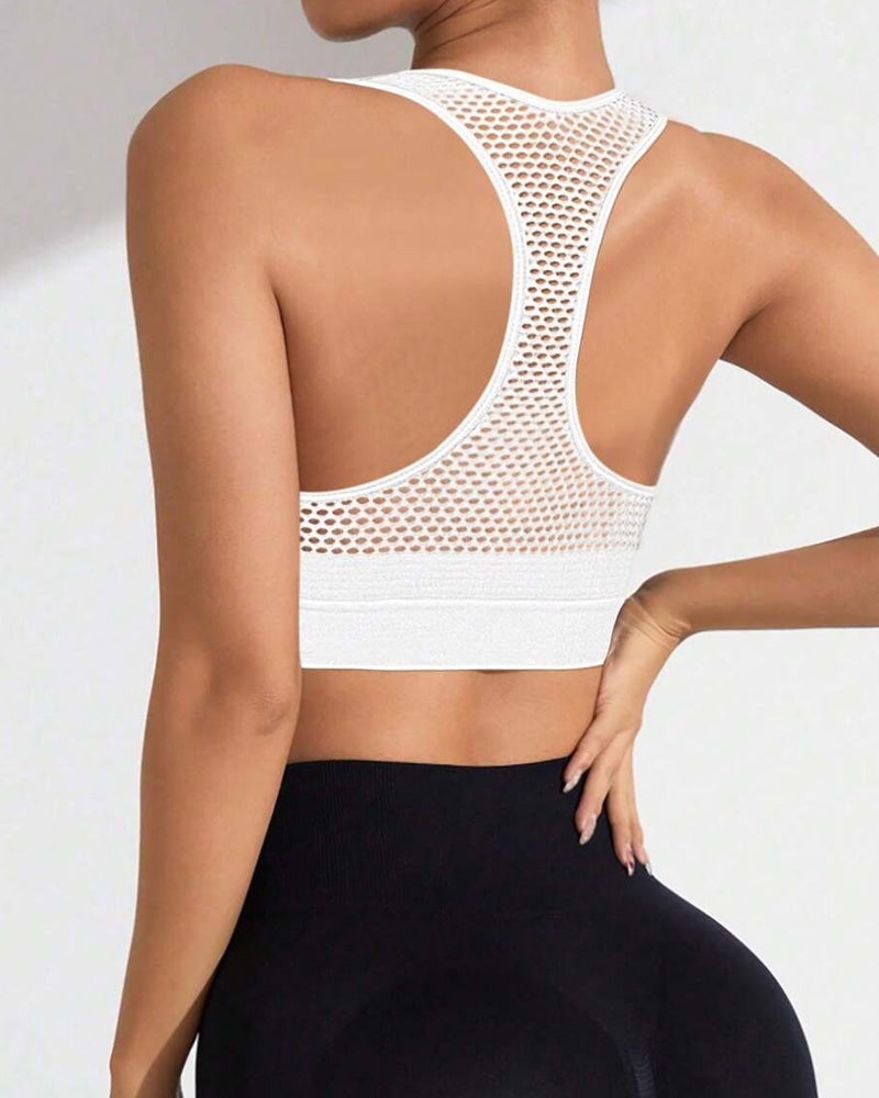 Reggiseno sportivo imbottito senza cuciture con zip