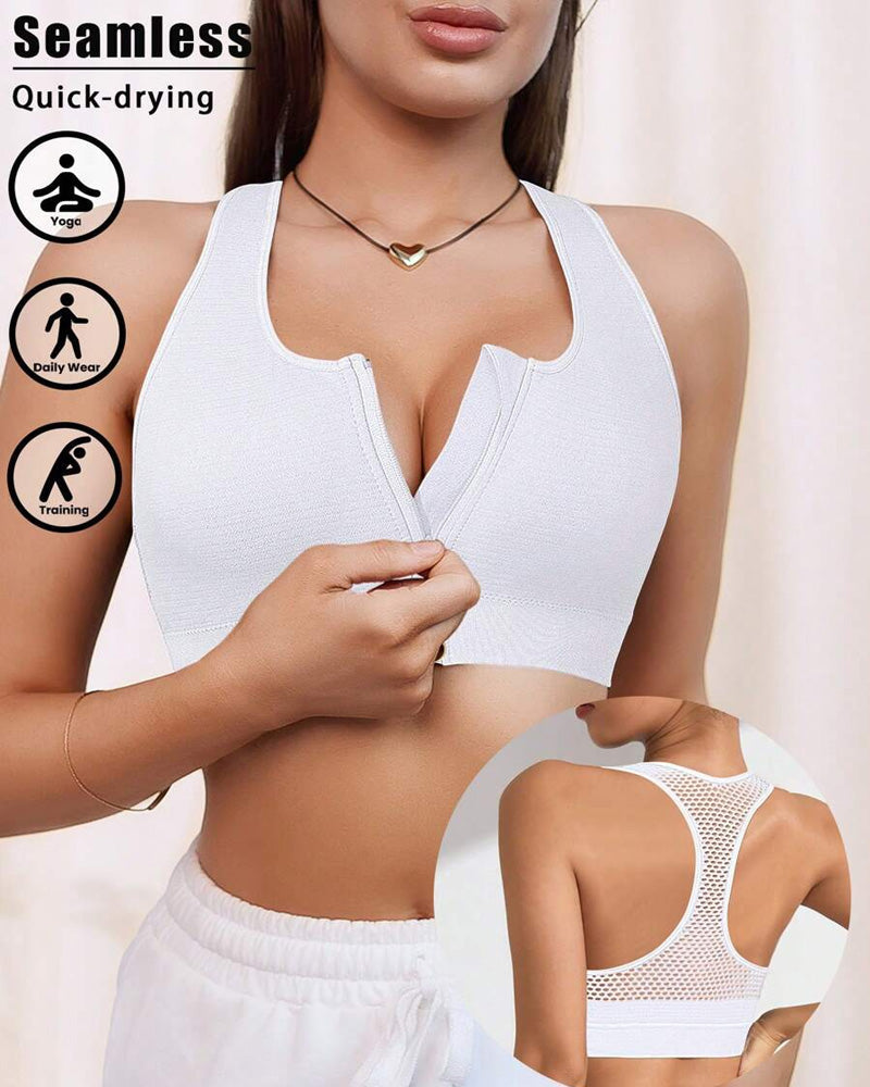 Reggiseno sportivo imbottito senza cuciture con zip