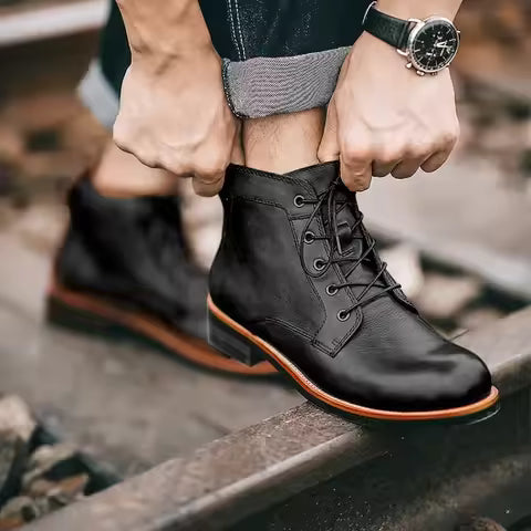 MAXIMO | Botines Vintage Negros para Hombre