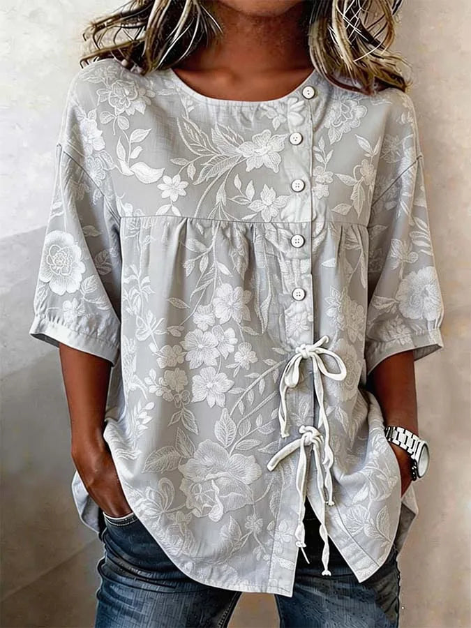 Elegant blomstrete bluse