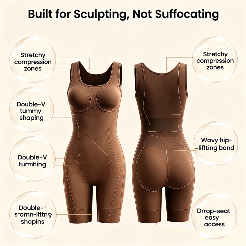 Body faja reductor de abdomen y realzador de glúteos, soporte lumbar con diseño trasero fruncido y espalda descubierta🧘