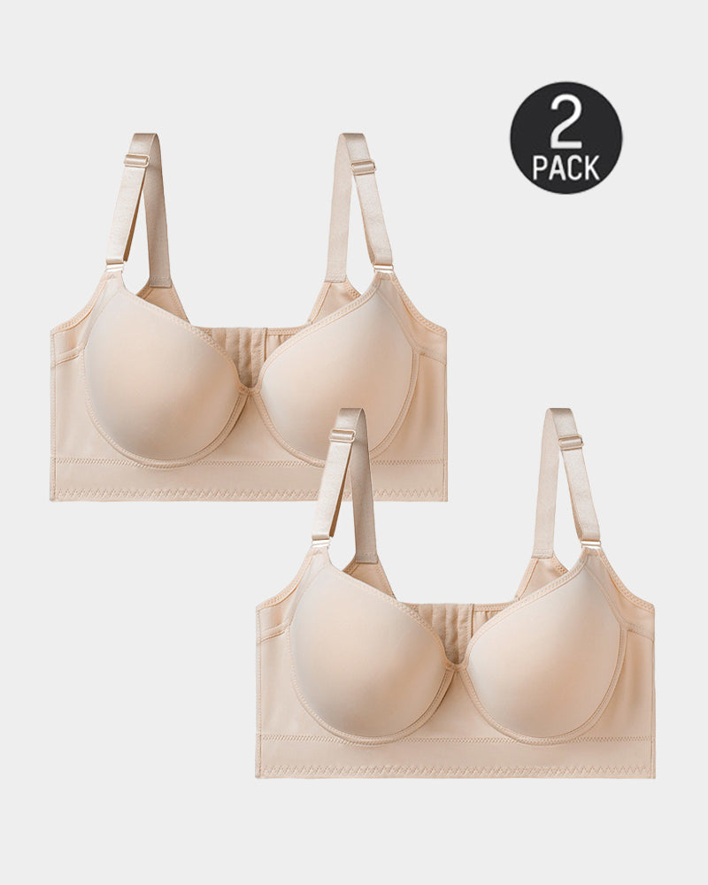 Lote de 2 sujetadores push-up envolventes sujeción extrafirme - Beige
