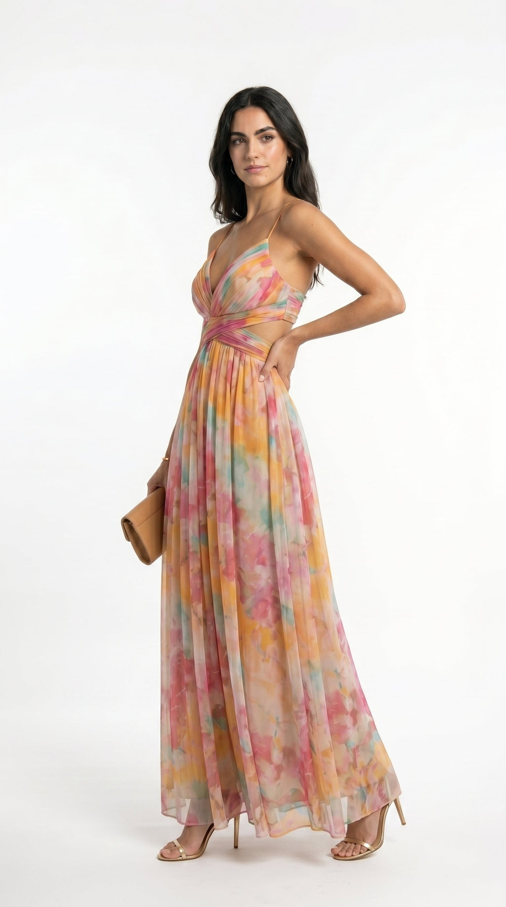 Lang floral kjole