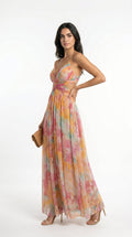 Lang floral kjole