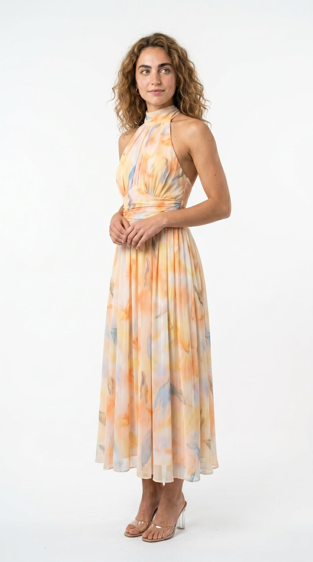 Aura | Vestit estampat amb coll halter i cintura ajustable