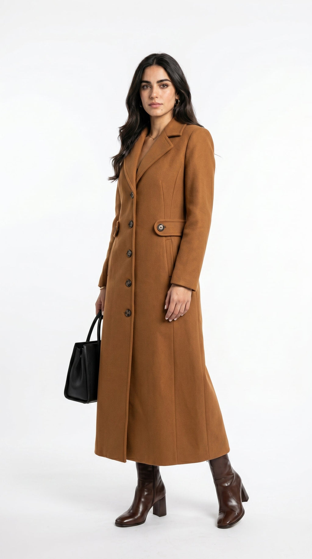 Manteau long à boutons latéraux