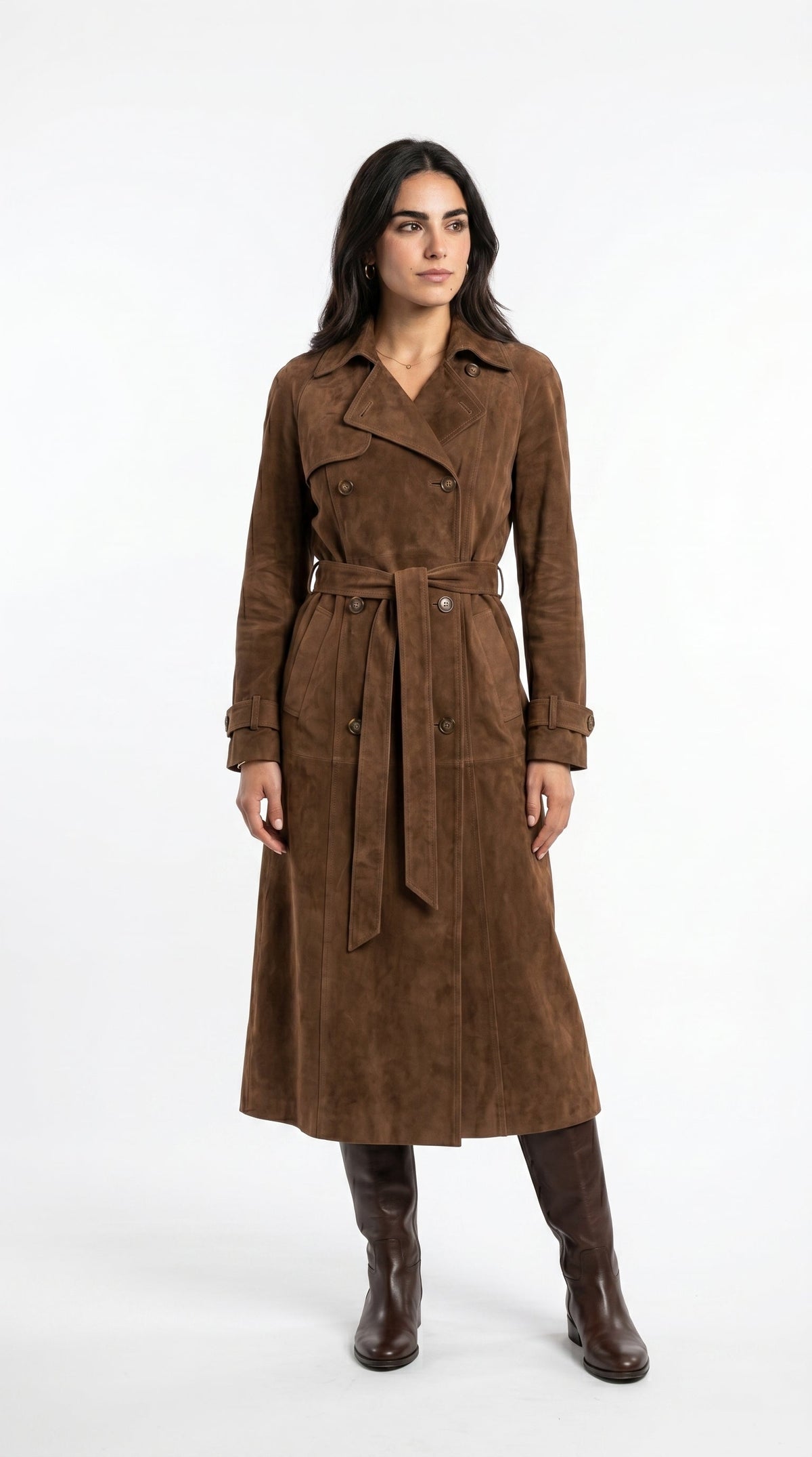 Manteau long en daim