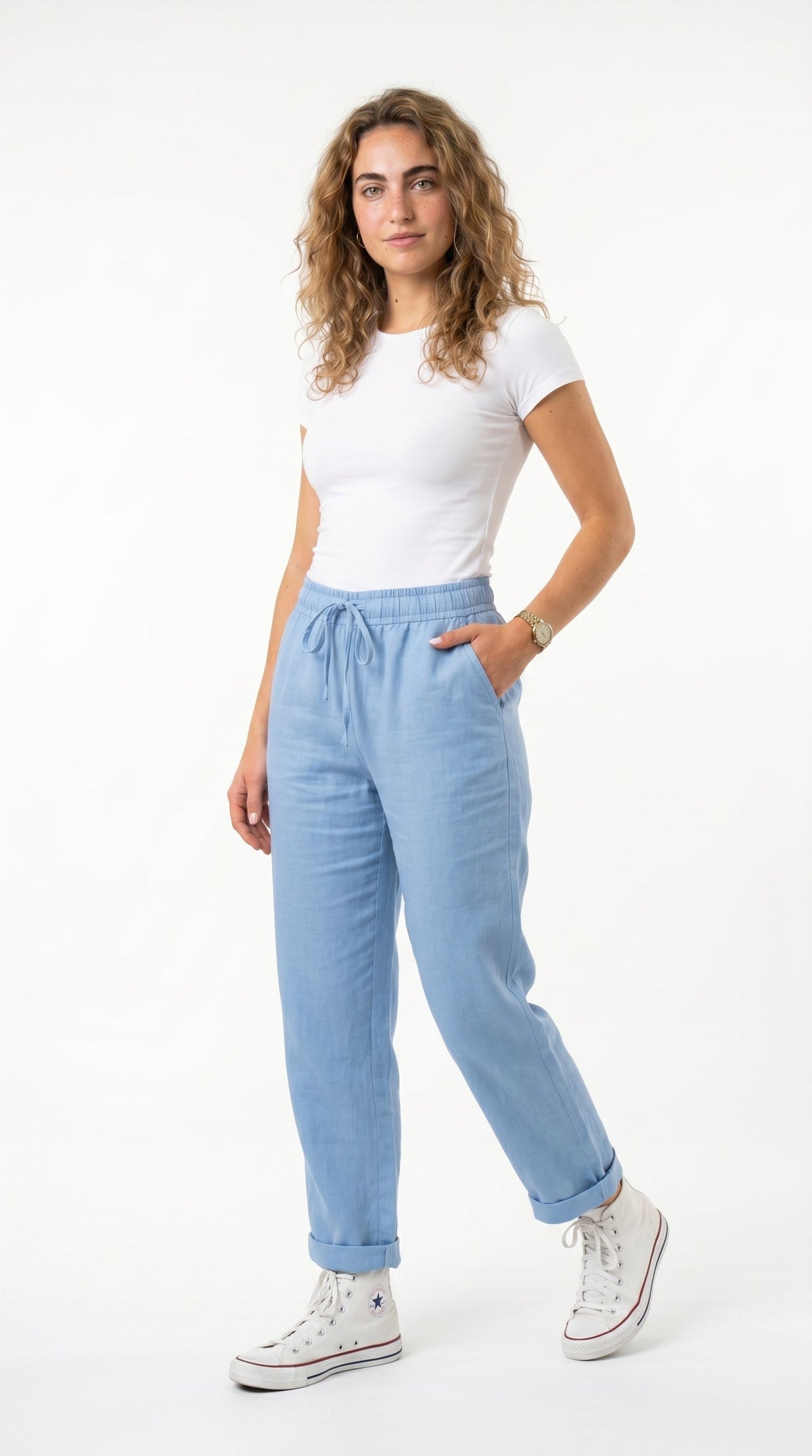 Pantalons de lli premium amb estretja