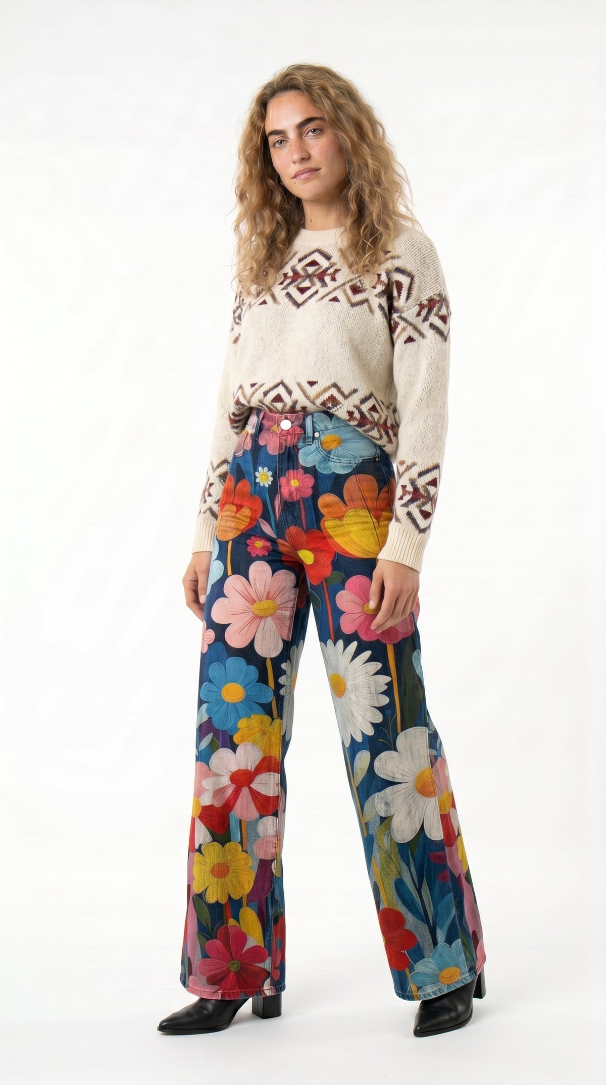 Pantalones boho vintage estampados de primavera