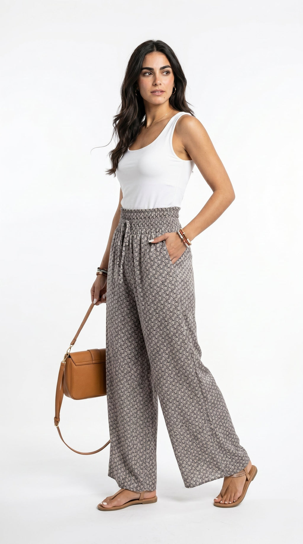 Pantaloni stampati con volant